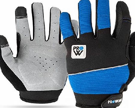 Proworks Padded Cycling Gloves, by Proworks [Touchscreen Compatible] for Road Bike, Mountain Biking, Racing amp; BMX - Unisex - Black amp; Blue - Medium